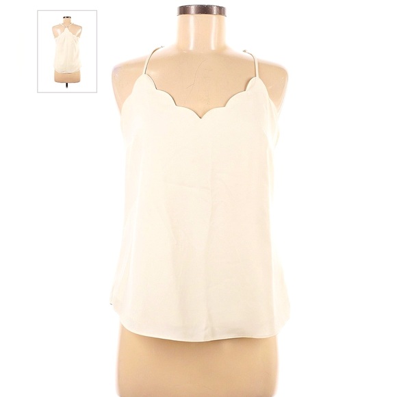 J. Crew Factory Ivory Scalloped Trim Adjustable Racerback Cami Women’s Size 2 - Picture 3 of 15